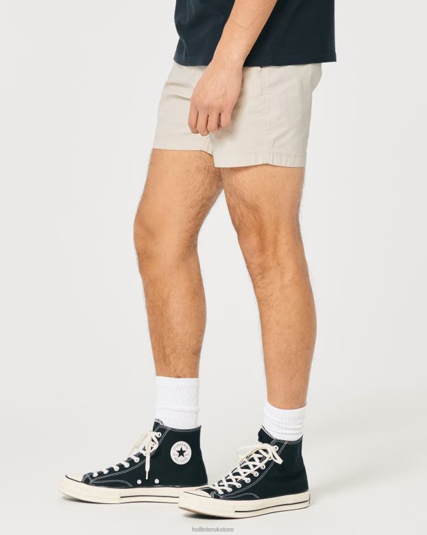 Bottoms Hollister Men Twill Jogger Shorts 5\\ 488201152 Cream
